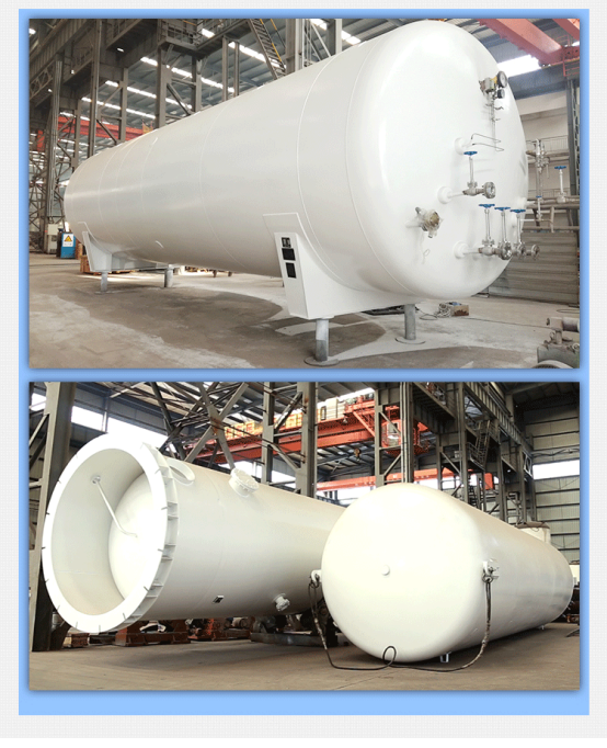 Cryogenic liquid CO₂ storage tank exterior view